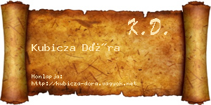 Kubicza Dóra névjegykártya